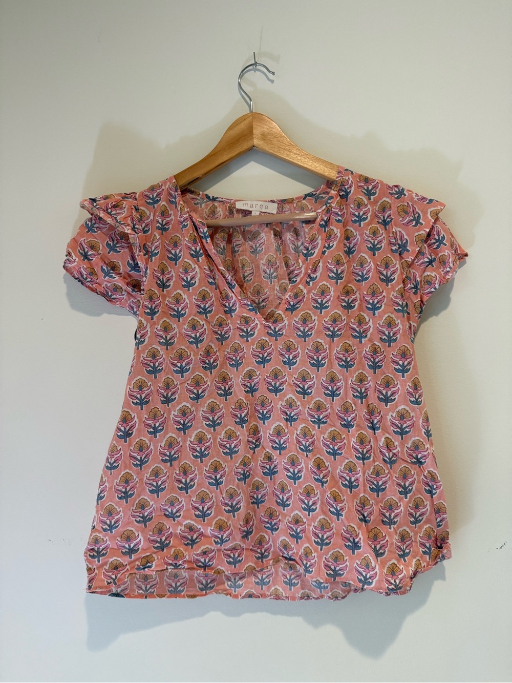 Marea by Liz Joy Flutter Top Pink Blouse- Sz L